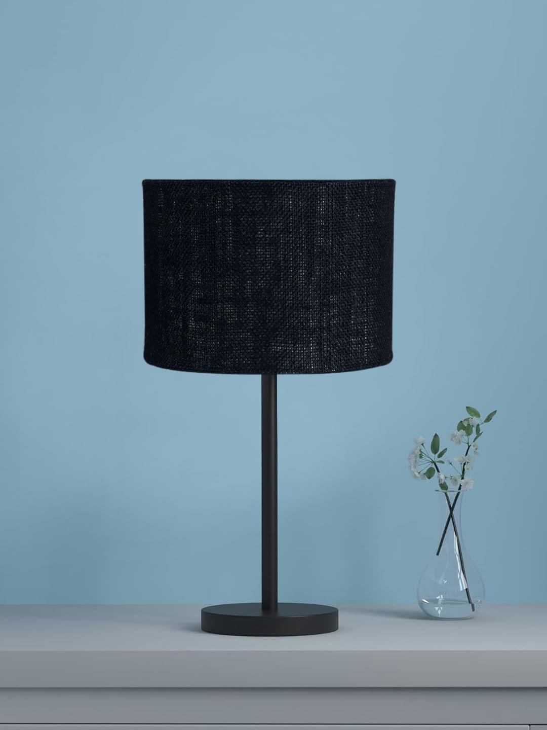 Black Night Table Lamp for Bedroom | Elegant Bedside Lamp with Warm LED Light & Stylish Design - Model VD41