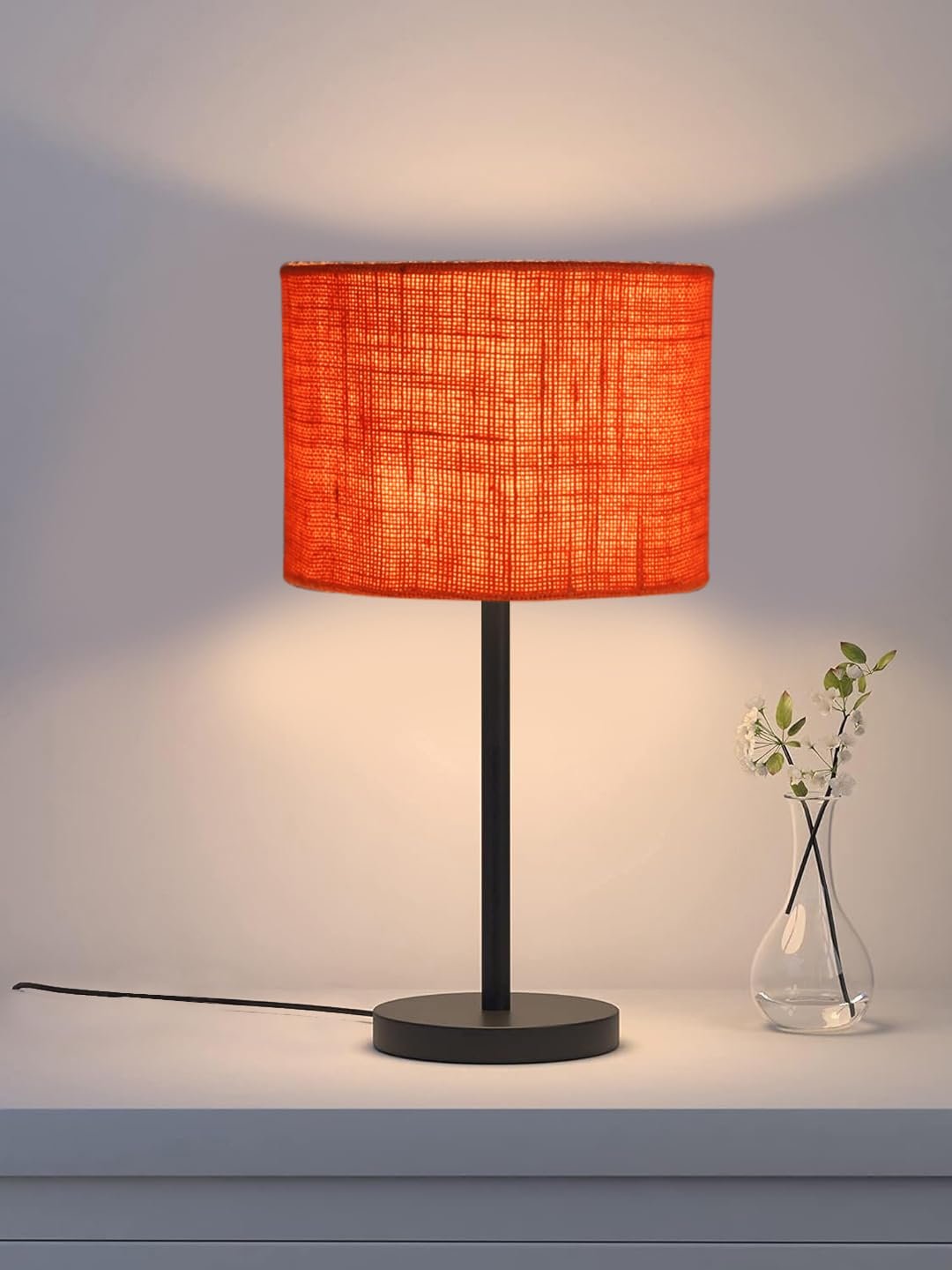 Black Night Table Lamp for Bedroom | Elegant Bedside Lamp with Warm LED Light & Stylish Design - Model VD42