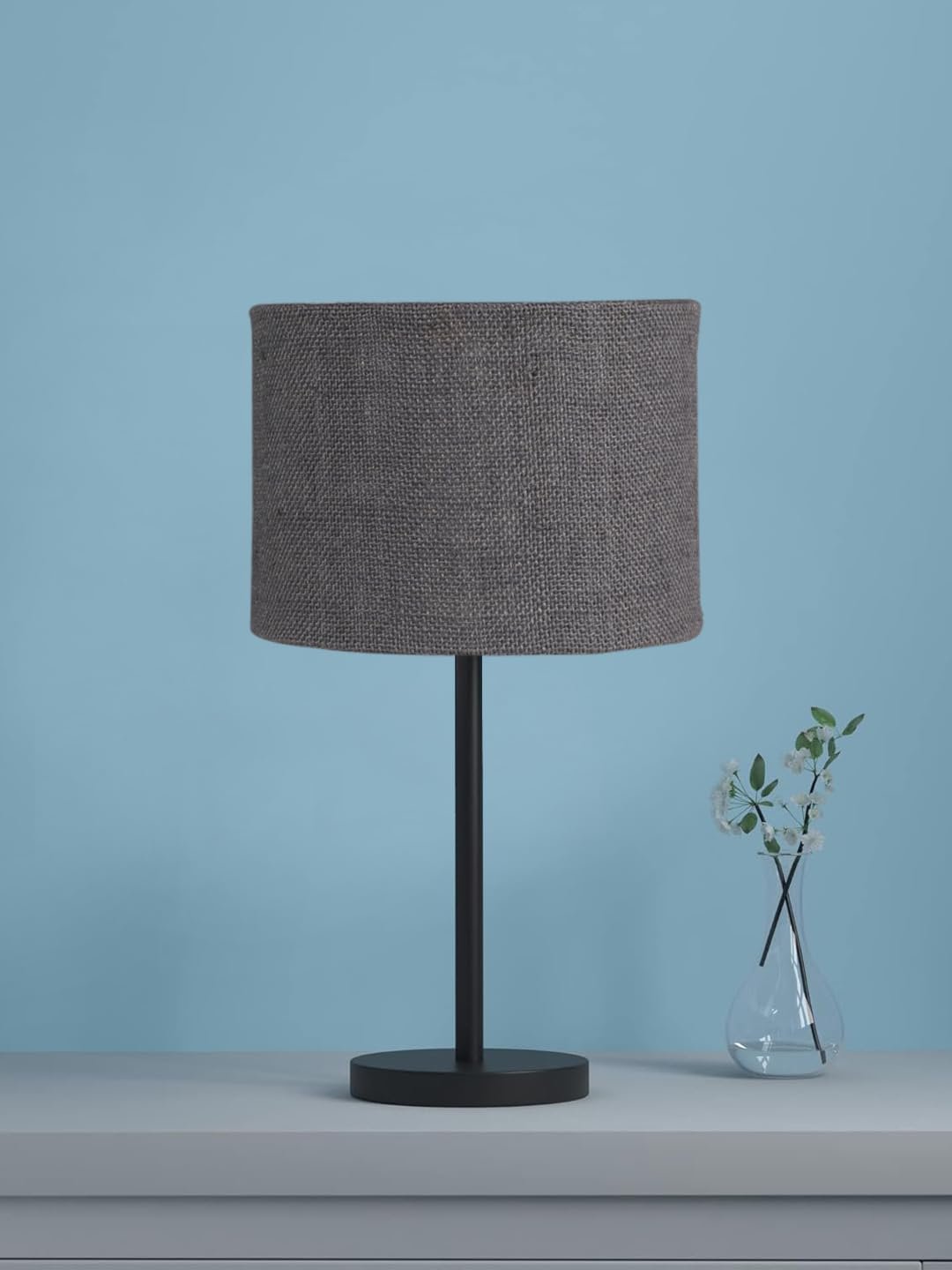 Black Night Table Lamp for Bedroom | Elegant Bedside Lamp with Warm LED Light & Stylish Design - Model VD43