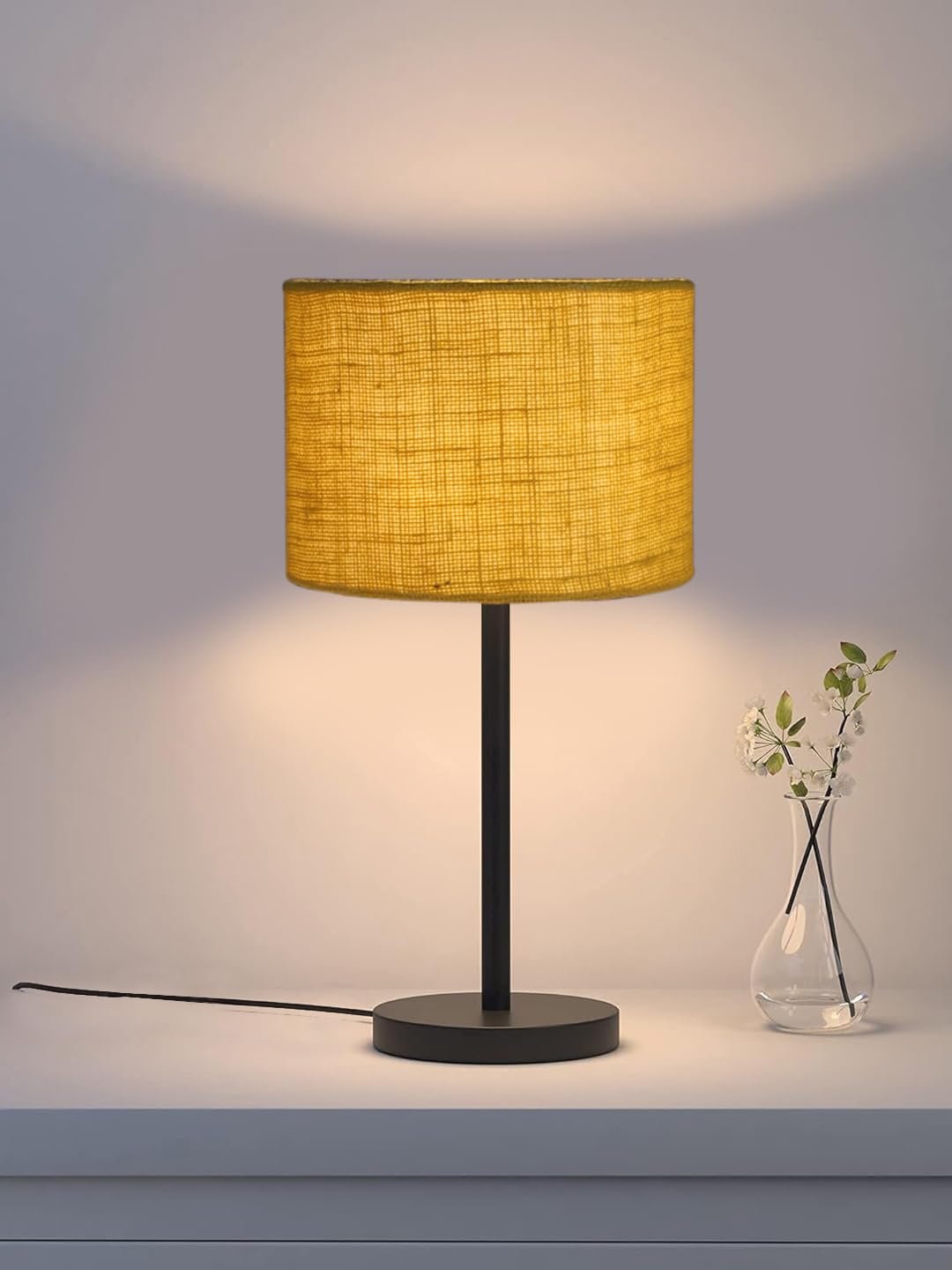 Black Night Table Lamp for Bedroom | Elegant Bedside Lamp with Warm LED Light & Stylish Design - Model VD44