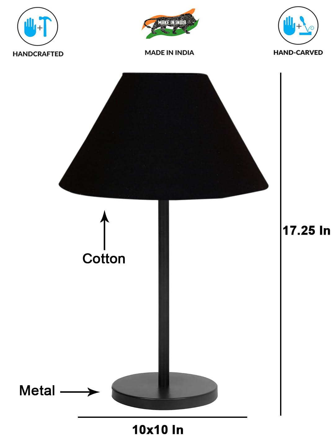 Black Night Table Lamp for Bedroom | Elegant Bedside Lamp with Warm LED Light & Stylish Design - Model VD24