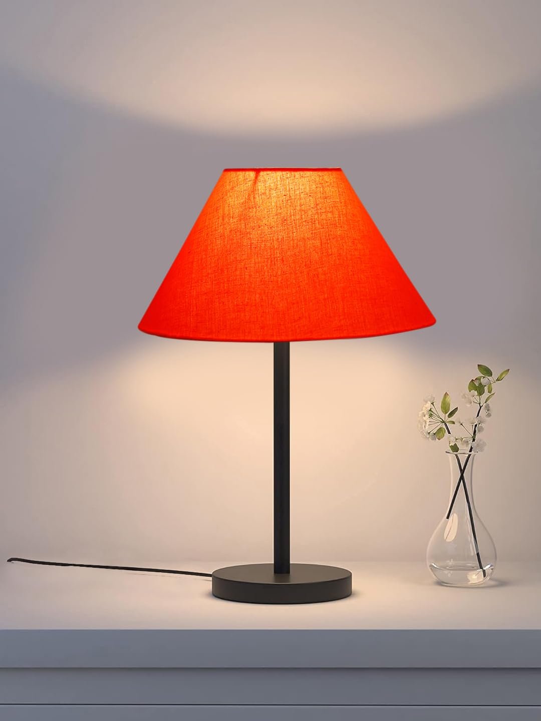 Black Night Table Lamp for Bedroom | Elegant Bedside Lamp with Warm LED Light & Stylish Design - Model VD26