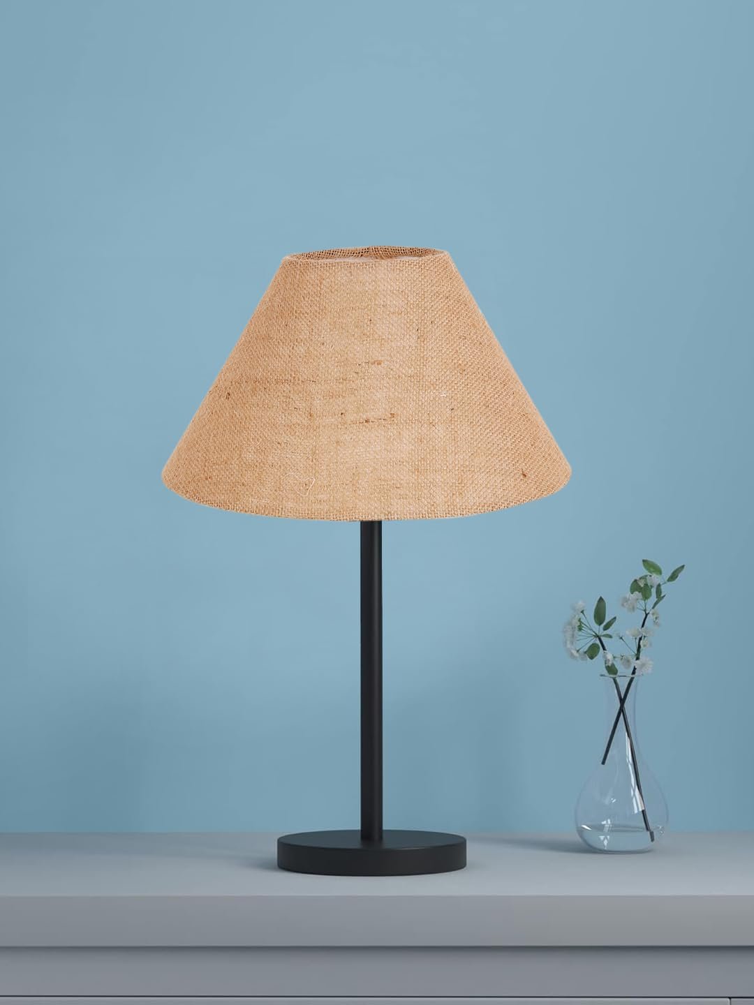 Black Night Table Lamp for Bedroom | Elegant Bedside Lamp with Warm LED Light & Stylish Design - Model VD30