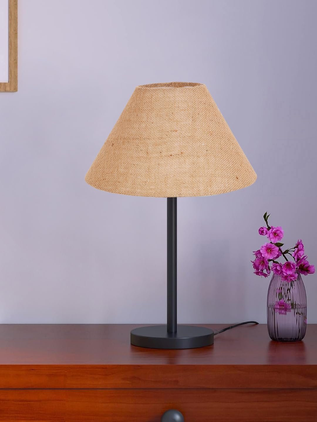 Black Night Table Lamp for Bedroom | Elegant Bedside Lamp with Warm LED Light & Stylish Design - Model VD30