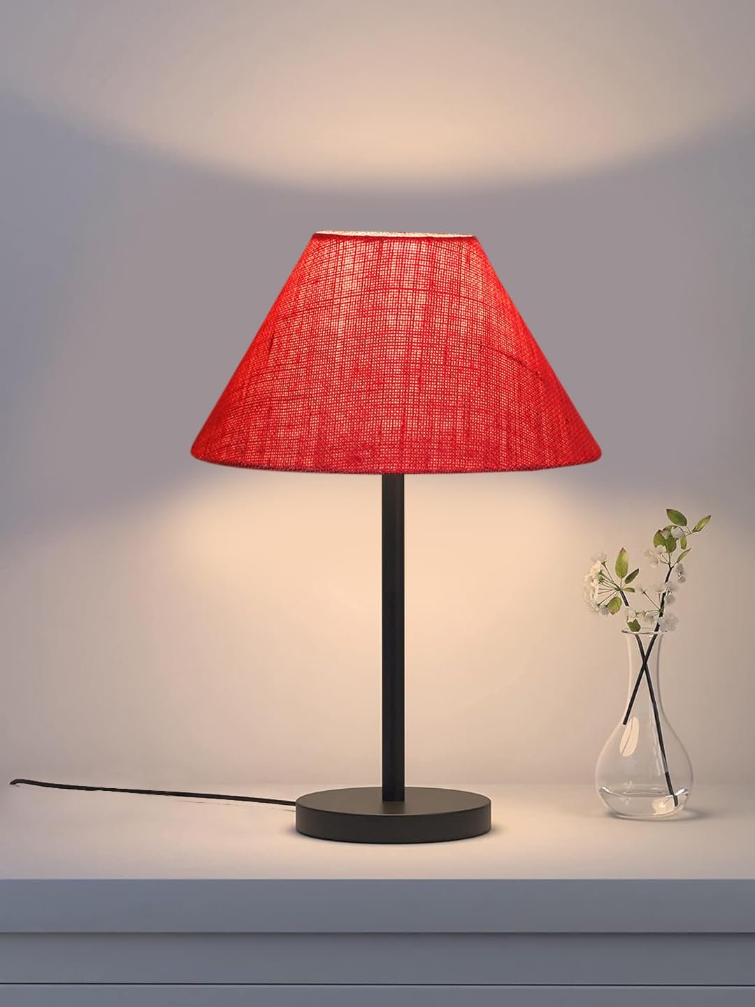 Black Night Table Lamp for Bedroom | Elegant Bedside Lamp with Warm LED Light & Stylish Design - Model VD31