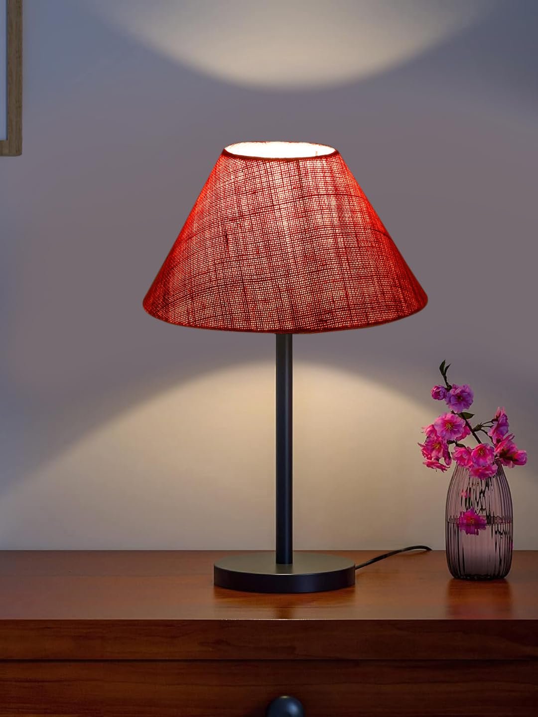 Black Night Table Lamp for Bedroom | Elegant Bedside Lamp with Warm LED Light & Stylish Design - Model VD31