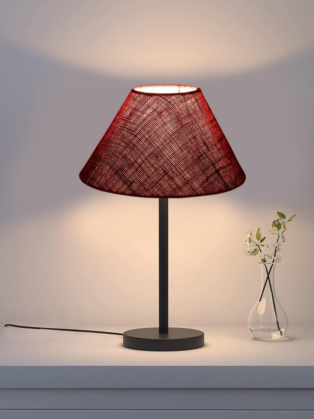 Black Night Table Lamp for Bedroom | Elegant Bedside Lamp with Warm LED Light & Stylish Design - Model VD32