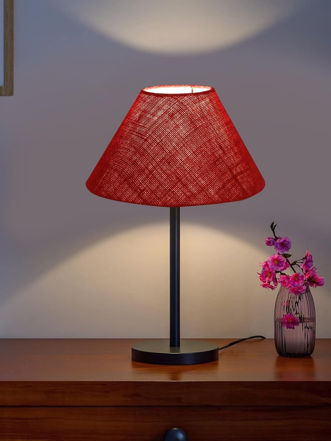 Black Night Table Lamp for Bedroom | Elegant Bedside Lamp with Warm LED Light & Stylish Design - Model VD32