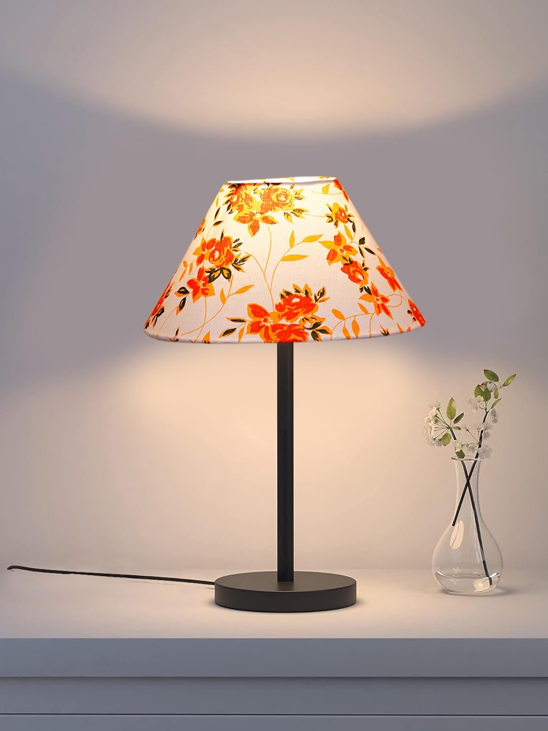 Black Night Table Lamp for Bedroom | Elegant Bedside Lamp with Warm LED Light & Stylish Design - Model VD35