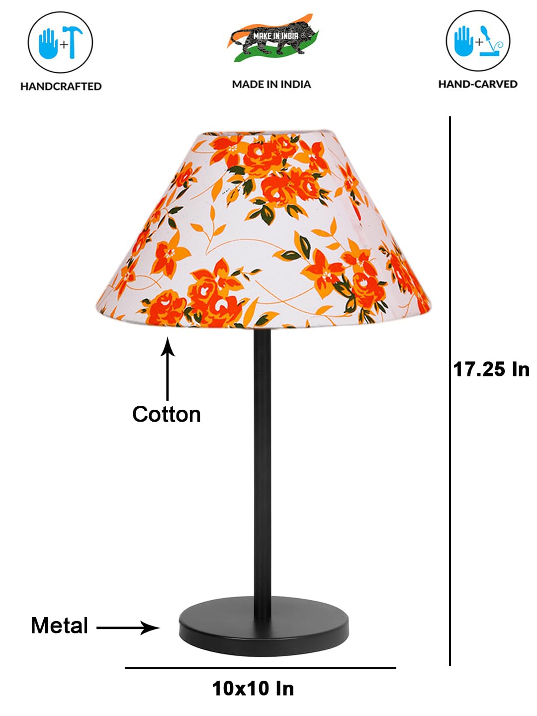 Black Night Table Lamp for Bedroom | Elegant Bedside Lamp with Warm LED Light & Stylish Design - Model VD35