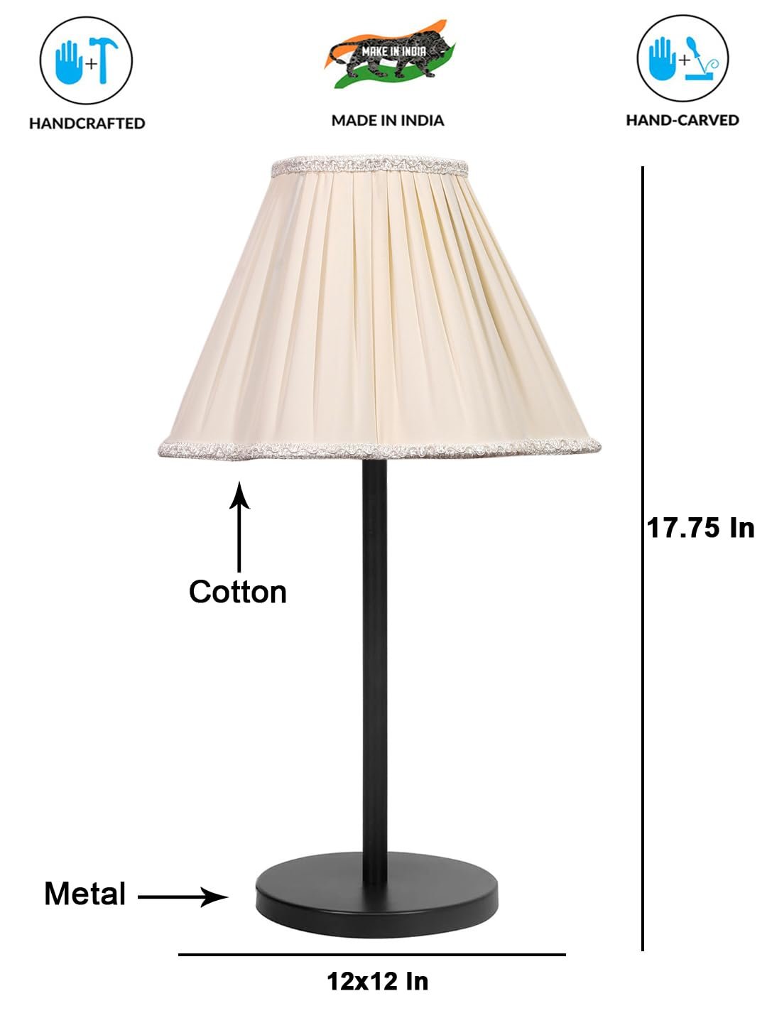Black Night Table Lamp for Bedroom | Elegant Bedside Lamp with Warm LED Light & Stylish Design - Model VD38