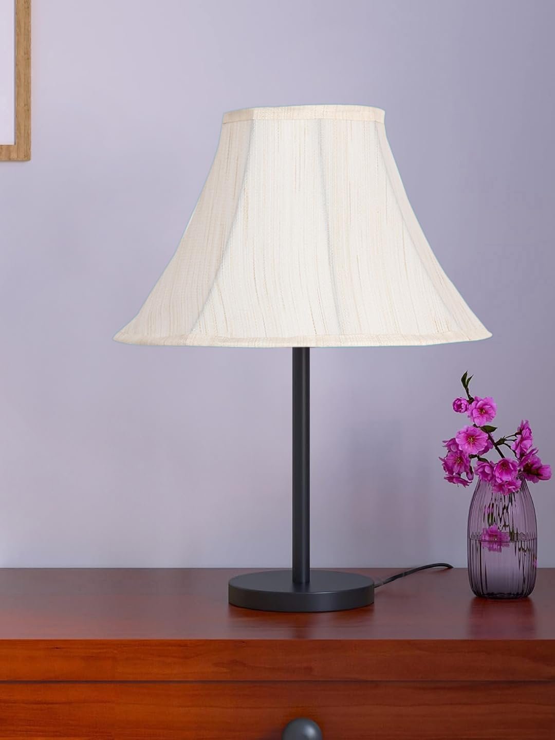 Black Night Table Lamp for Bedroom | Elegant Bedside Lamp with Warm LED Light & Stylish Design - Model VD39