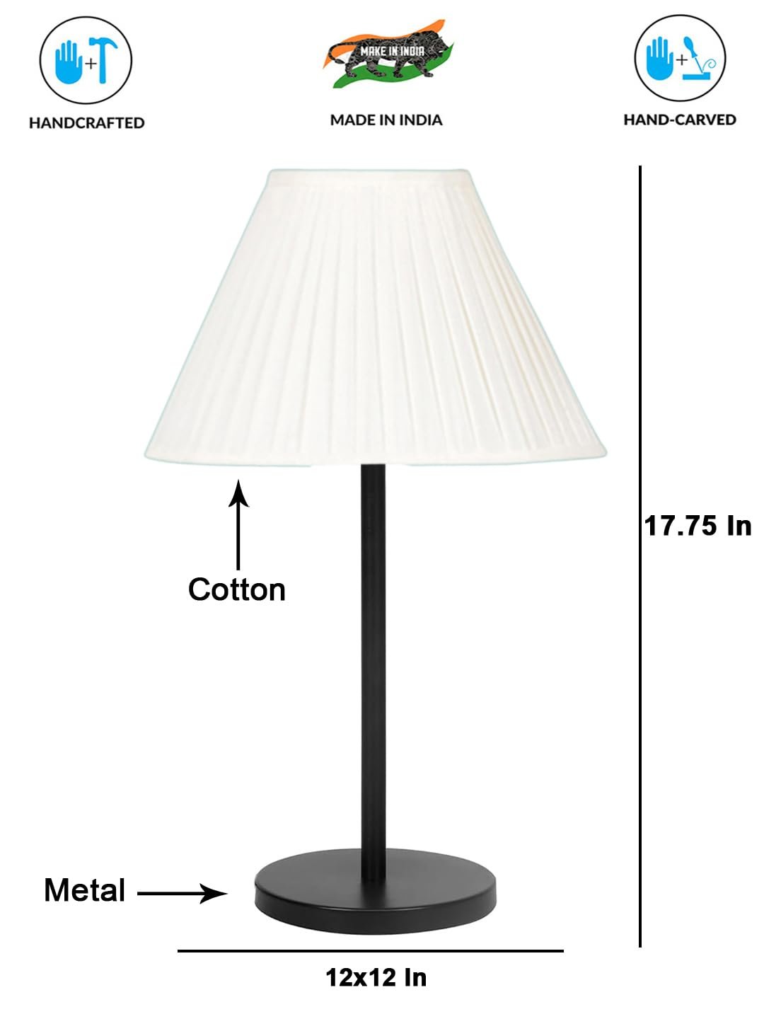 Black Night Table Lamp for Bedroom | Elegant Bedside Lamp with Warm LED Light & Stylish Design - Model VD41