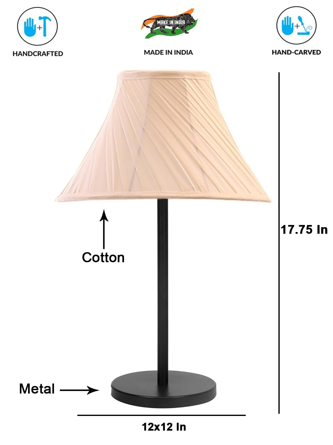 Black Night Table Lamp for Bedroom | Elegant Bedside Lamp with Warm LED Light & Stylish Design - Model VD42