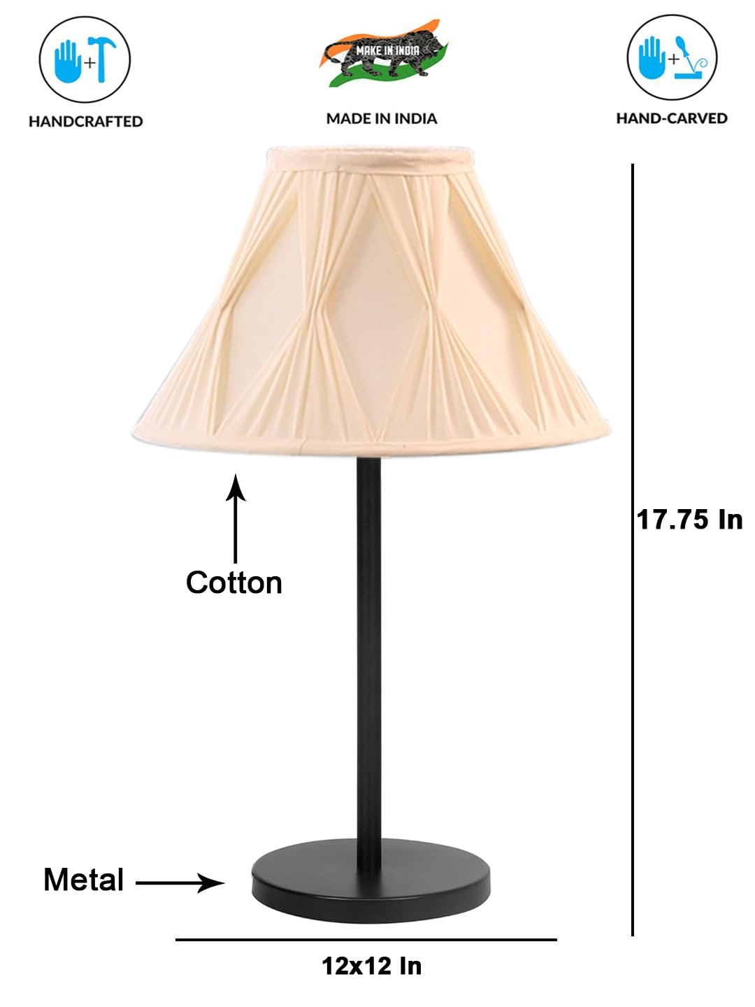 Black Night Table Lamp for Bedroom | Elegant Bedside Lamp with Warm LED Light & Stylish Design - Model VD43