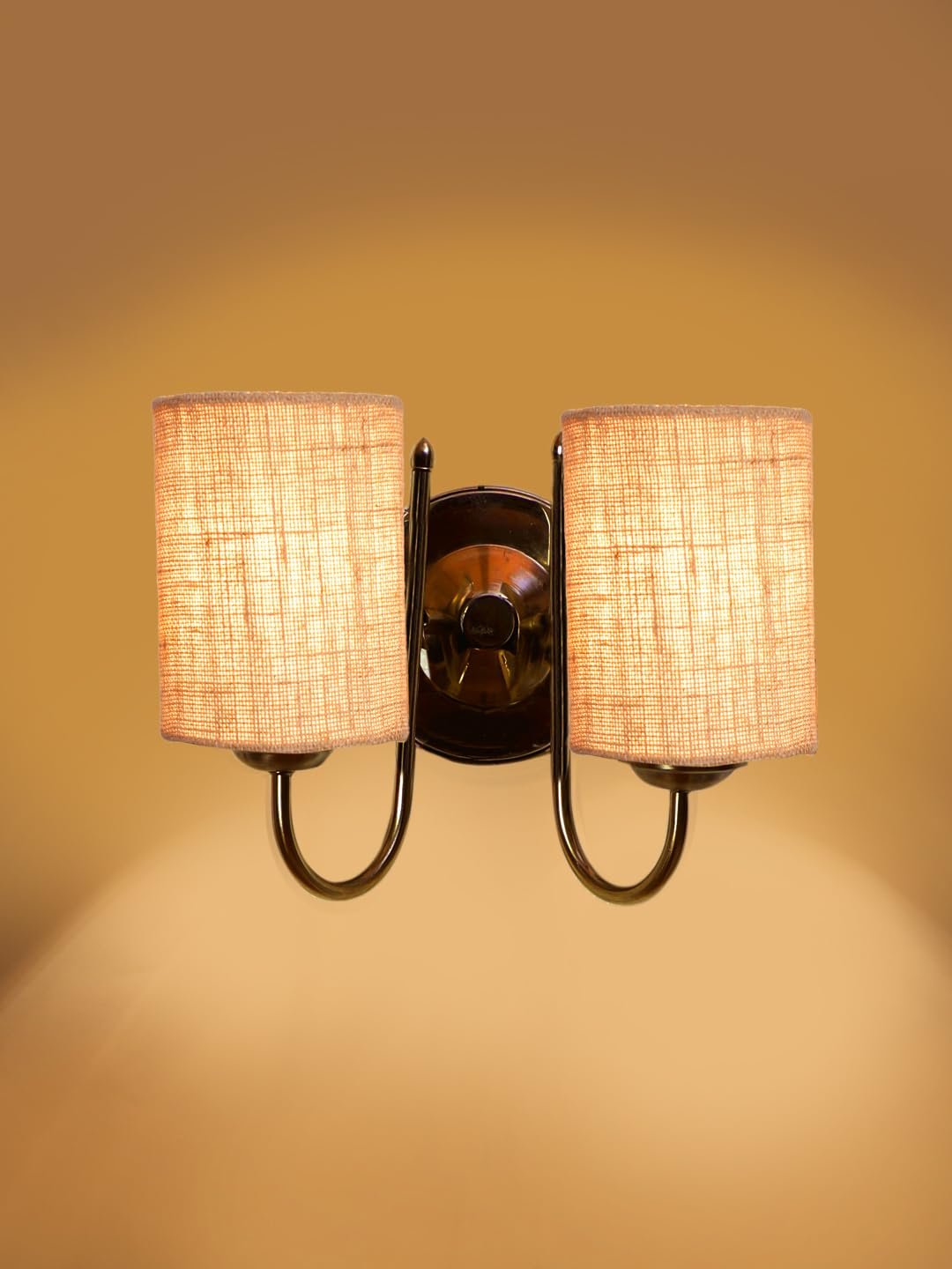 Printed Cotton Drum Wooden & Iron Table Lamp -17 Inch Height -P