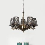 Lights Metal Etched Shade with Antique Golden Chandelier -Y