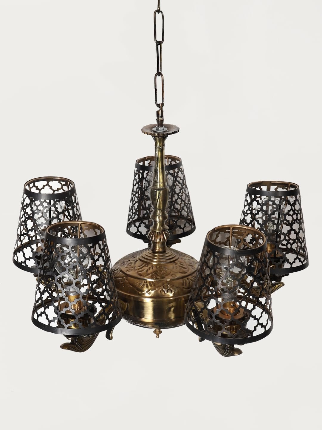 Lights Metal Etched Shade with Antique Golden Chandelier -Y