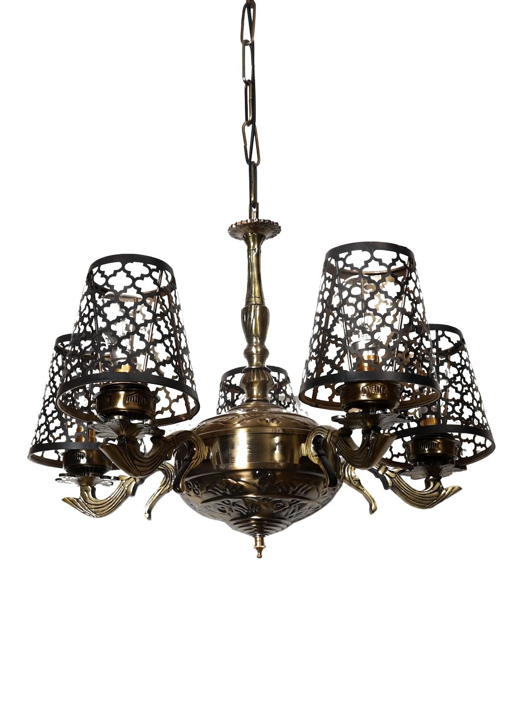 Lights Metal Etched Shade with Antique Golden Chandelier -Y