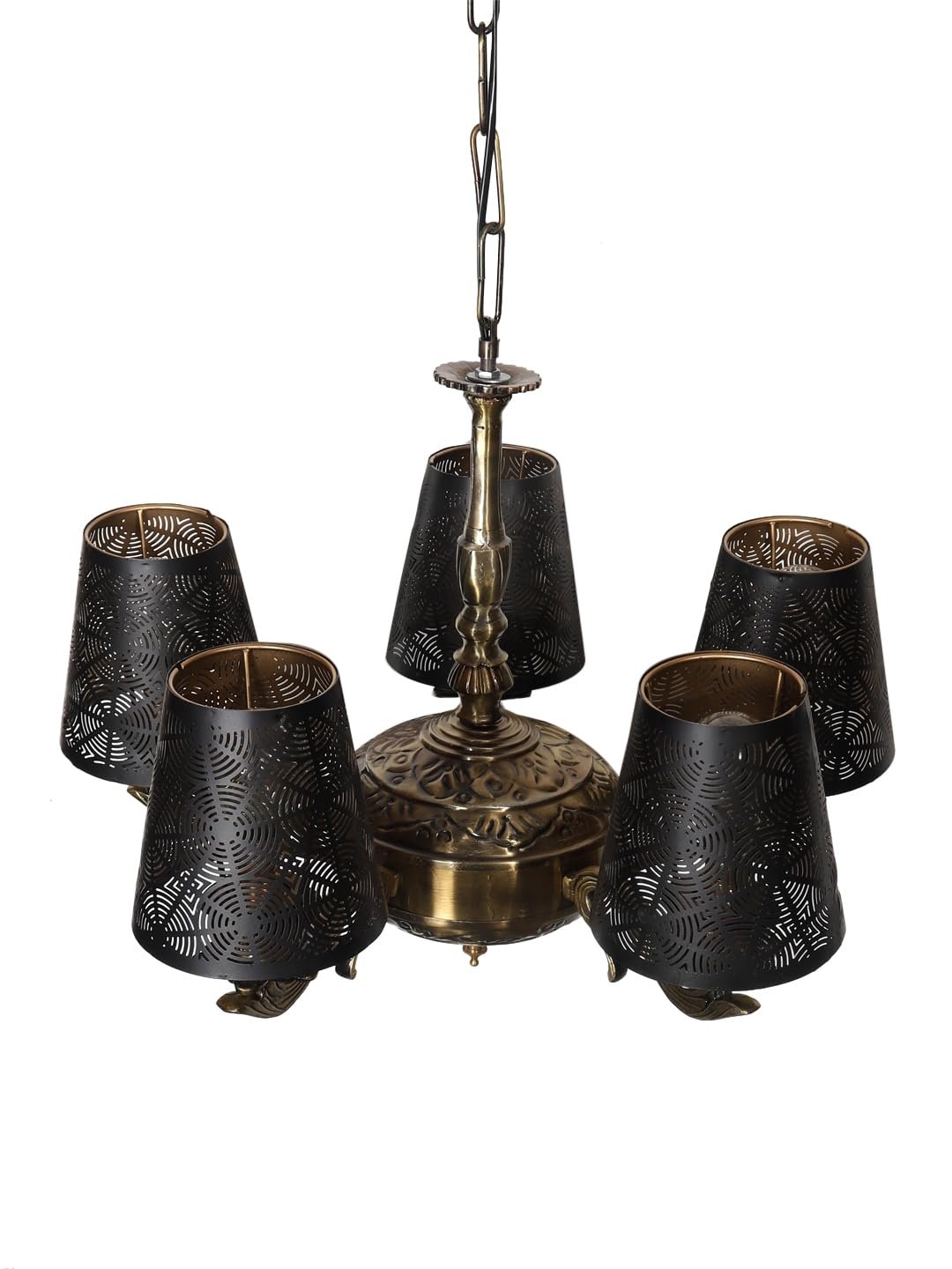 Lights Metal Etched Shade with Antique Golden Chandelier -ZA