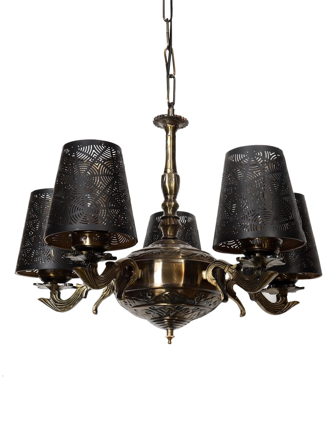 Lights Metal Etched Shade with Antique Golden Chandelier -ZA