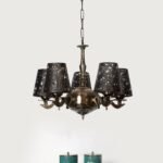 Lights Metal Etched Shade with Antique Golden Chandelier -ZB