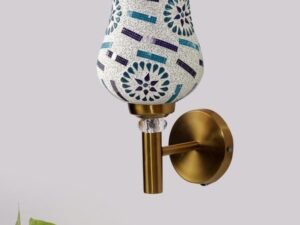 Multicolor Wall Lamp | Elegant Mosaic Glass & Wood Design | Stylish Ambient Light for Home, Office, Living Room, Bedroom, Hallway | Modern Decorative Wall Sconce - Model VX
