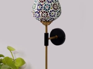 Multicolor Wall Lamp | Elegant Mosaic Glass & Wood Design | Stylish Ambient Light for Home, Office, Living Room, Bedroom, Hallway | Modern Decorative Wall Sconce - Model VX109