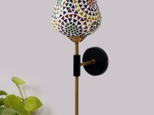 Multicolor Wall Lamp | Elegant Mosaic Glass & Wood Design | Stylish Ambient Light for Home, Office, Living Room, Bedroom, Hallway | Modern Decorative Wall Sconce - Model VX110