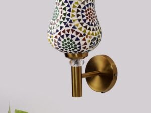 Multicolor Wall Lamp | Elegant Mosaic Glass & Wood Design | Stylish Ambient Light for Home, Office, Living Room, Bedroom, Hallway | Modern Decorative Wall Sconce - Model VX11