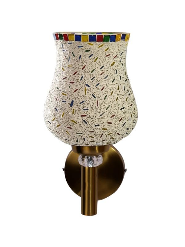 Multicolor Wall Lamp | Elegant Mosaic Glass & Wood Design | Stylish Ambient Light for Home, Office, Living Room, Bedroom, Hallway | Modern Decorative Wall Sconce - Model VX16