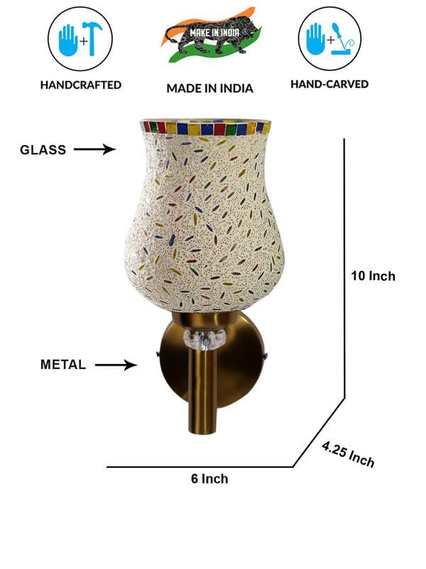 Multicolor Wall Lamp | Elegant Mosaic Glass & Wood Design | Stylish Ambient Light for Home, Office, Living Room, Bedroom, Hallway | Modern Decorative Wall Sconce - Model VX16
