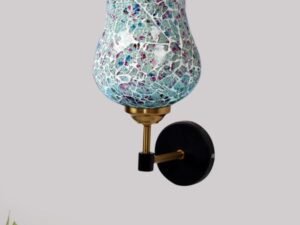 Multicolor Wall Lamp | Elegant Mosaic Glass & Wood Design | Stylish Ambient Light for Home, Office, Living Room, Bedroom, Hallway | Modern Decorative Wall Sconce - Model VX62