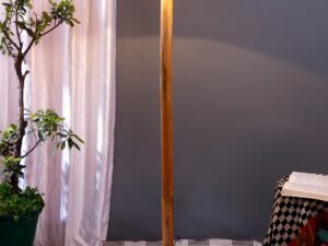 Yellow Cotton Drum Shade with Wood Floor lamp for Decoration/Office/Home/Gifting/Study .-(12x12x57 Inches)