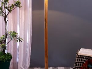 Beige Jute Drum Shade with Wood Floor lamp for Decoration/Office/Home/Gifting/Study .-(12x12x57 Inches)