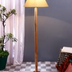 Off-White Cotton Conical Shade with Wood Floor lamp for Decoration/Office/Home/Gifting/Study .-(14x14x58.7 Inches)