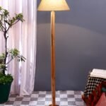 White Jute Conical Shade with Wood Floor lamp for Decoration/Office/Home/Gifting/Study .-(14x14x58.7 Inches)