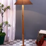 Grey Cotton Coolie Shade Wood Floor lamp for Decoration/Office/Home/Gifting/Study (13x13x55.7 Inches)
