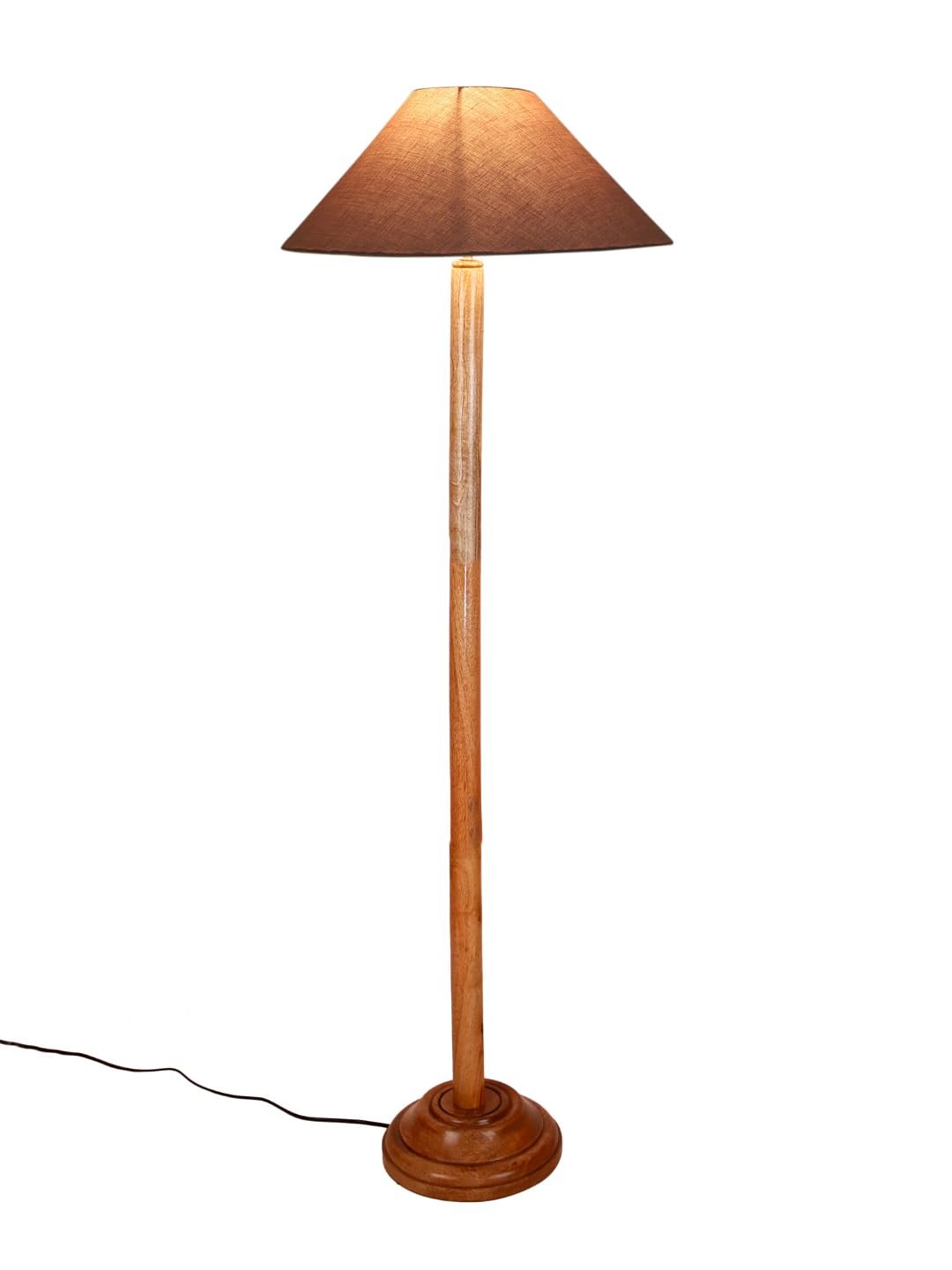 Grey Cotton Coolie Shade Wood Floor lamp for Decoration/Office/Home/Gifting/Study (13x13x55.7 Inches)