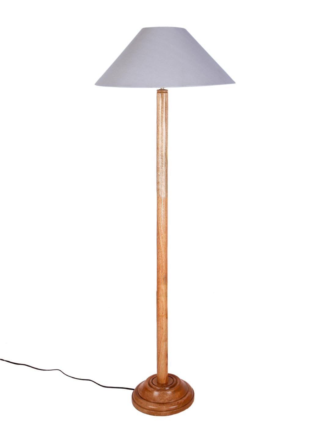 Grey Cotton Coolie Shade Wood Floor lamp for Decoration/Office/Home/Gifting/Study (13x13x55.7 Inches)