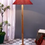 Pink Jute Coolie Shade Wood Floor lamp for Decoration/Office/Home/Gifting/Study .(Multicolor, Cotton) 34