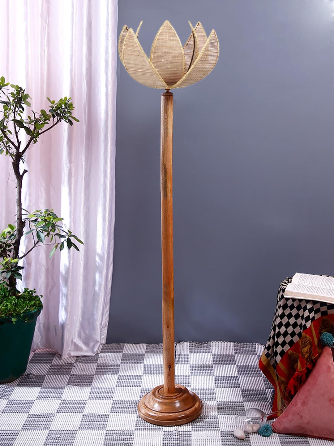 Rose Bamboo Shade Wood Floor lamp for Decoration/Office/Home/Gifting/Study-(12x12x56.2 inches)