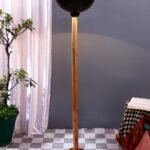 Metal Shade Floor Lamps with Natural Wood Wase for Decoration/Office/Home/Gifting/Study -(10x10x55) Inches