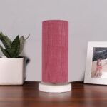 Pink Jute Table lamp with White Wood Base -13