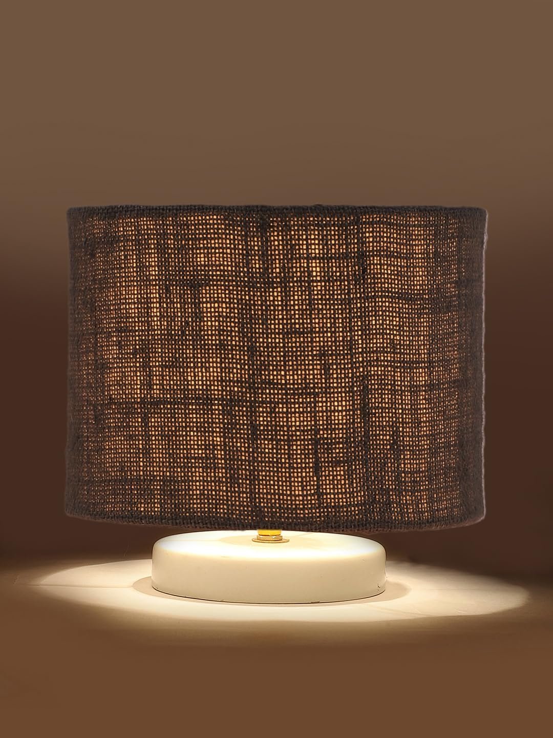 Grey Jute Table Lamp with White Wood Base -38
