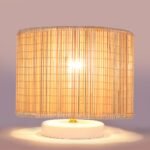 Beige Jute Table lamp with White Wood Base -40