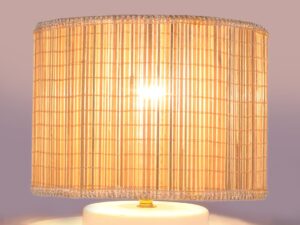 Beige Jute Table lamp with White Wood Base -40