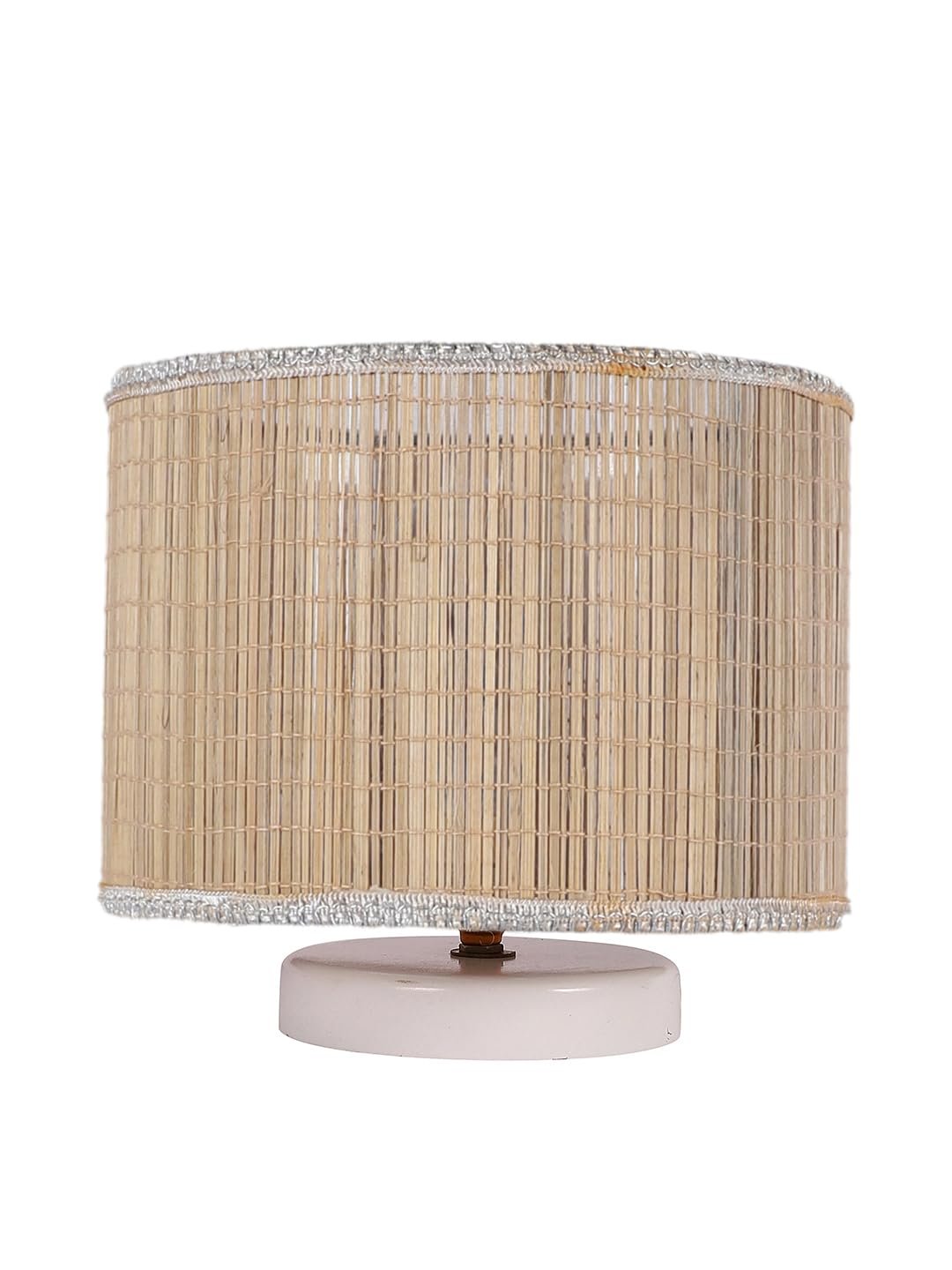 Beige Jute Table lamp with White Wood Base -40