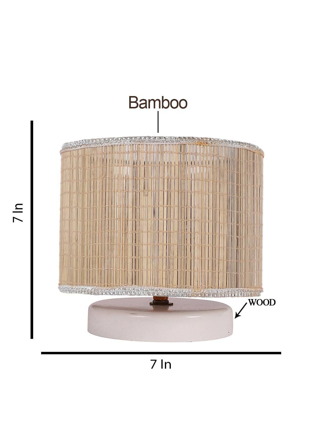 Beige Jute Table lamp with White Wood Base -40