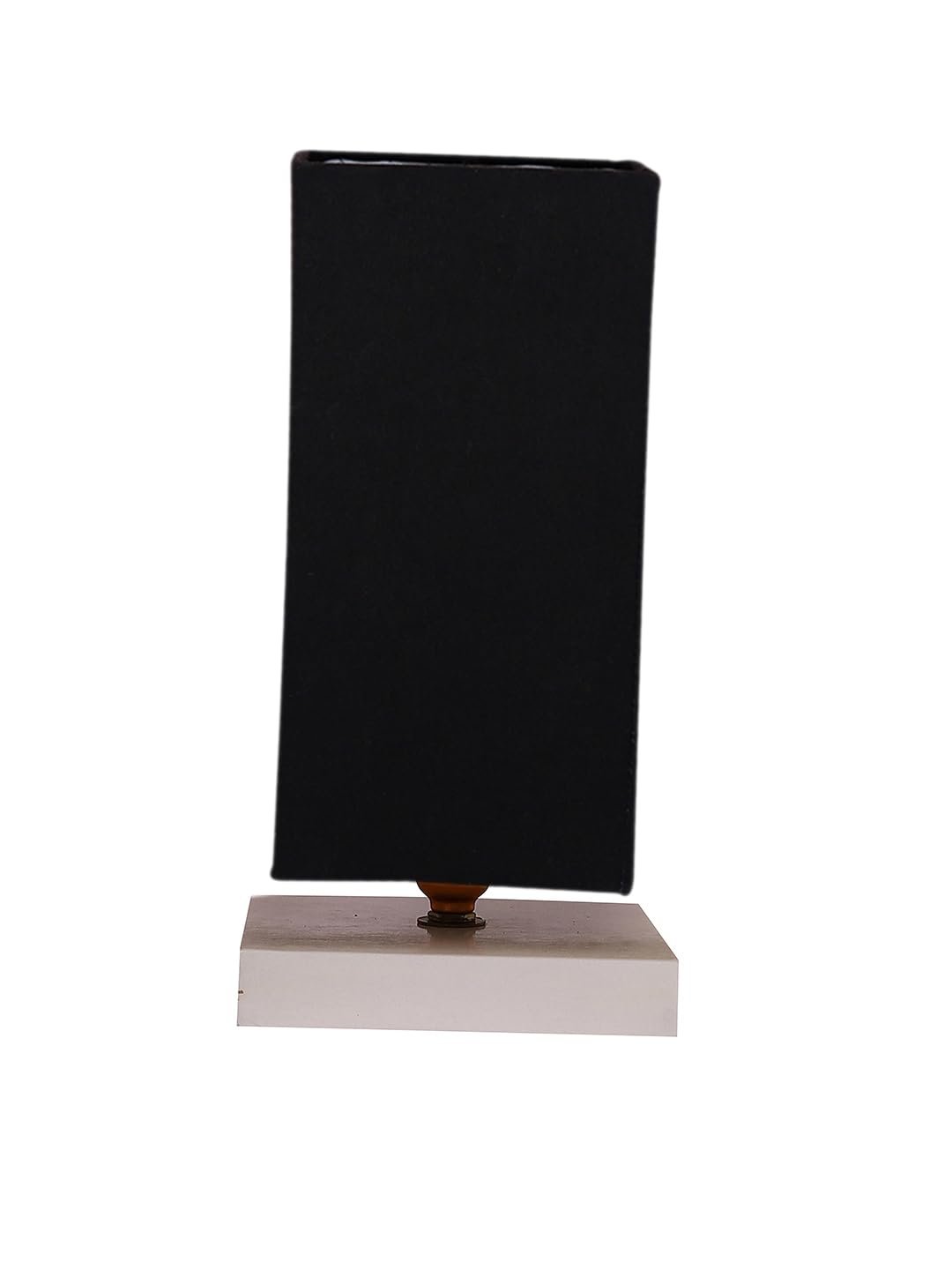 Square Black Cotton Table lamp with White Wood Base -43
